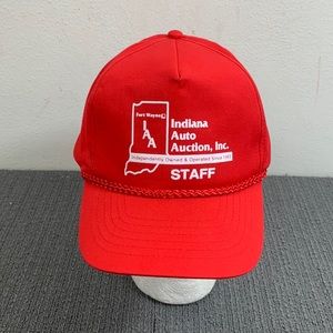 Indiana Auto Auction Staff Rope Snapback Hat Mens OSFA Red Cap Four Seasons